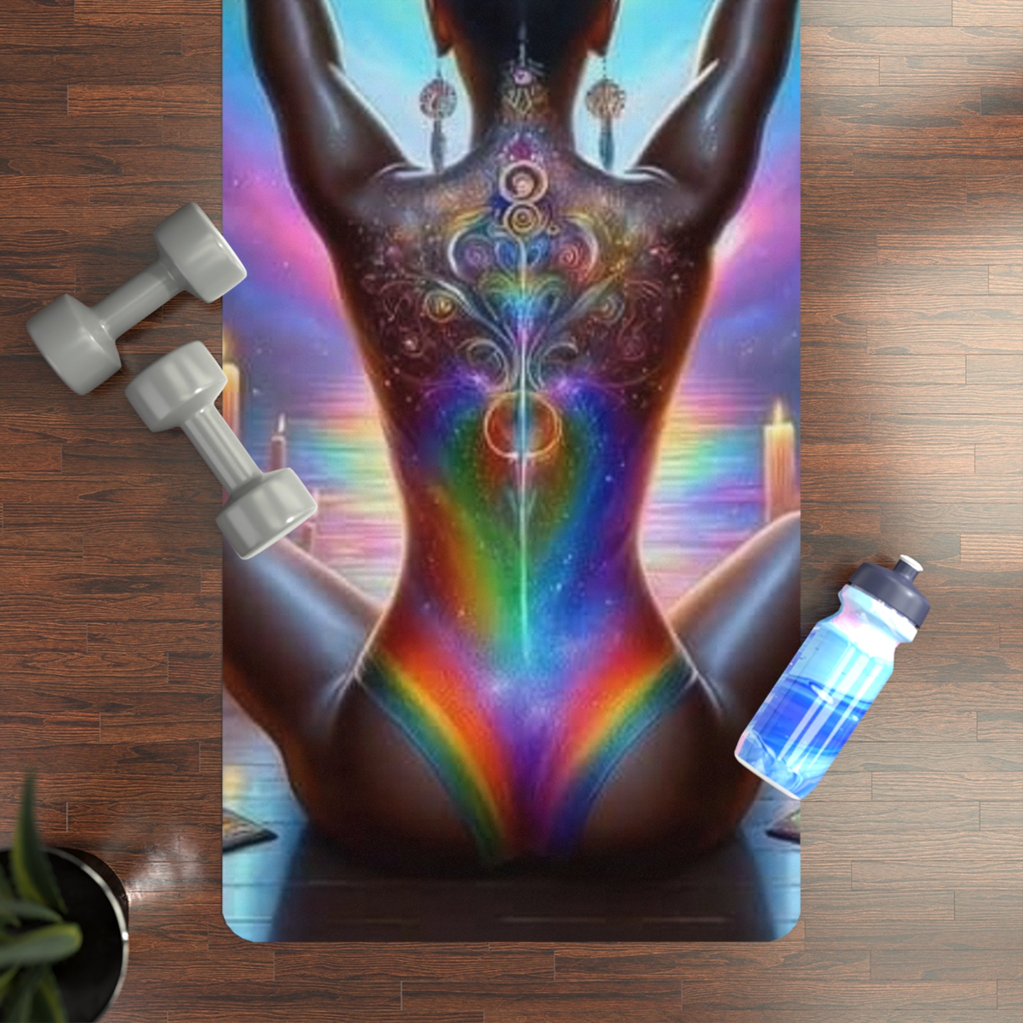 Rainbow Chakra Yoga Mat, Colorful Non-Slip Exercise Mat, Spiritual Meditation Mat, Yoga Gift for Her, Fitness Accessory
