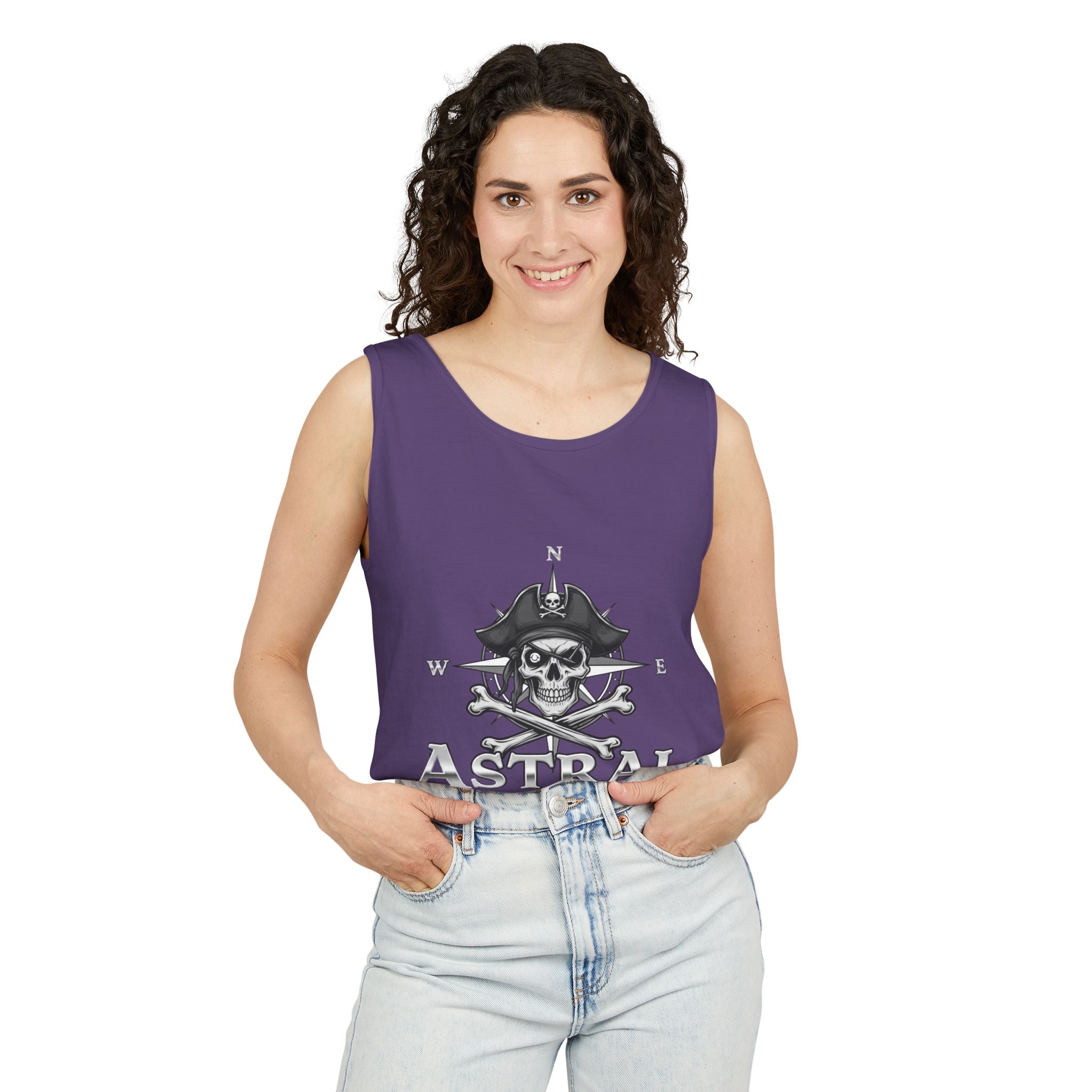 Pirate-Themed Unisex Tank Top | Casual Summer Wear, Beachwear, Gift for Adventurers, Festival Outfit, Astral Earthwear