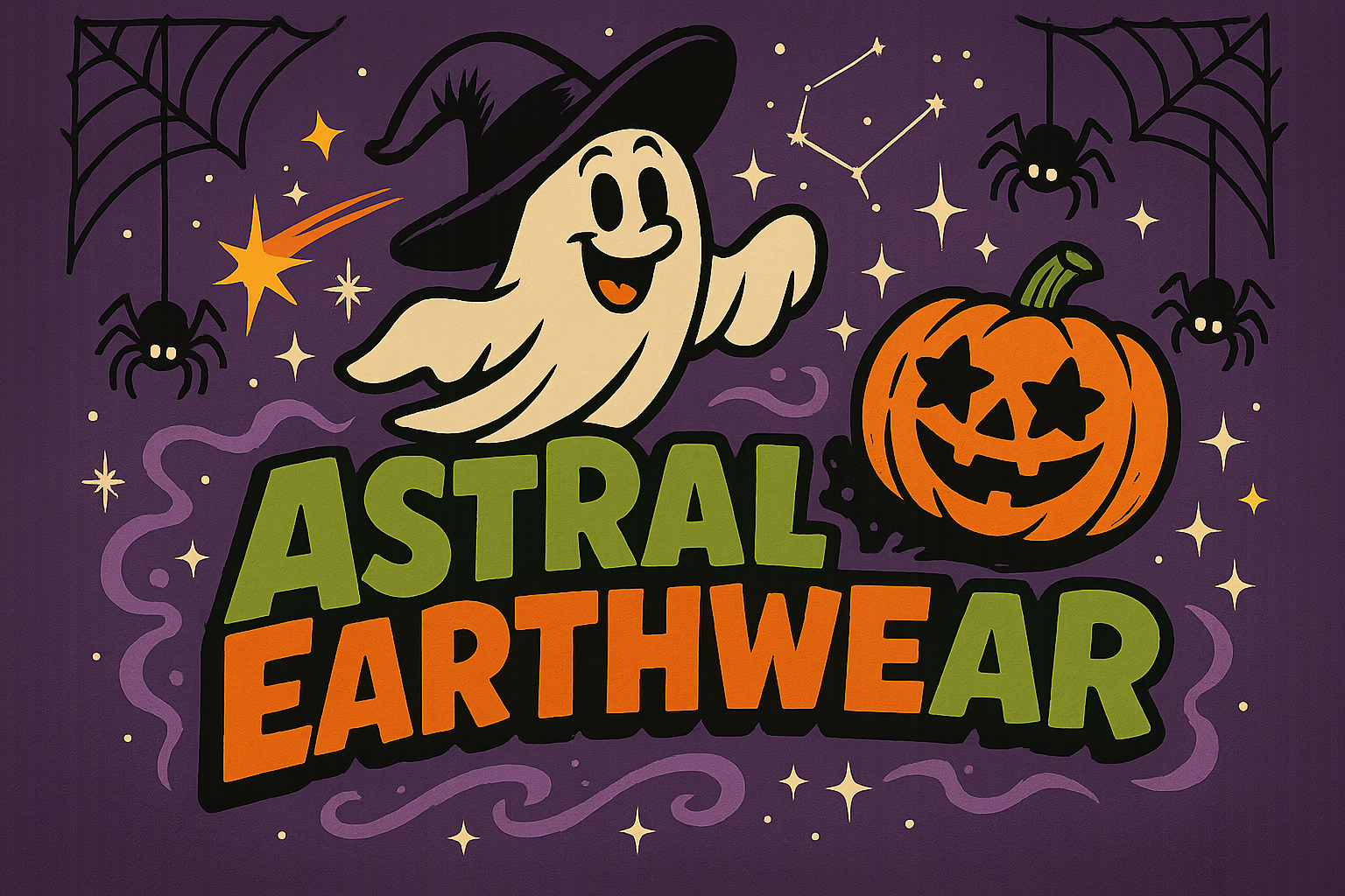 Make a Halloween looney tune logo design for AstralEarthwear 
